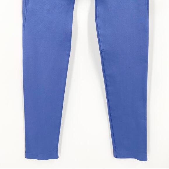 Nux Womens Moderate Compression Cropped Leggings Blue Violet Ribbed Size Small S - Picture 4 of 8